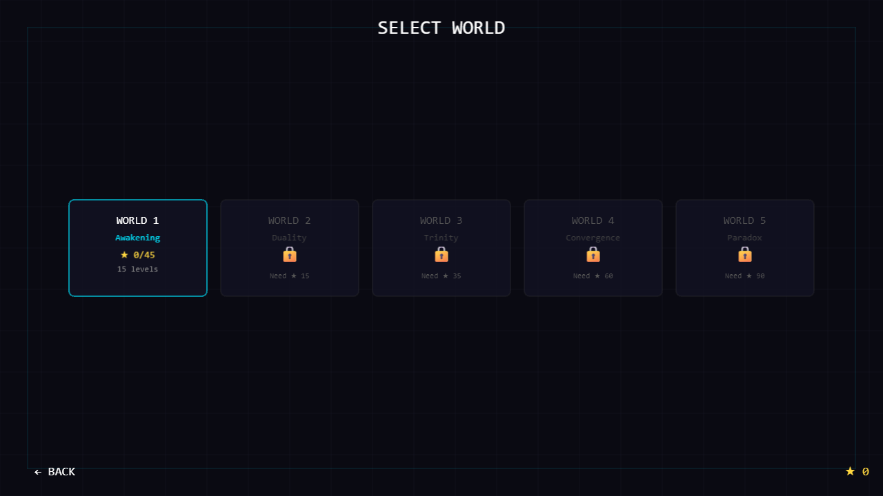 Loop Maze world selection showing 5 worlds